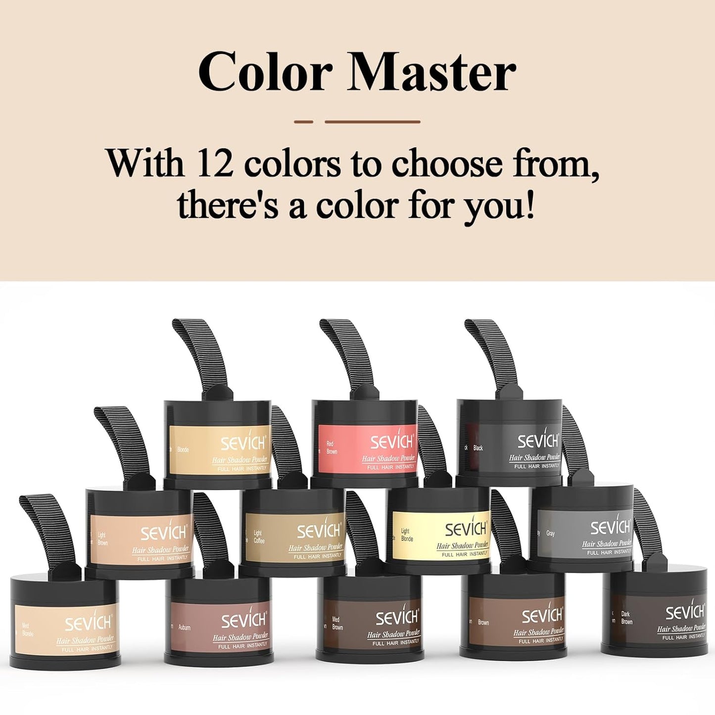 SEVICH Hairline Shadow Powder - Quick Cover for Grey Roots, Eyebrows & Beards, Touch Up Thinning Hair, Windproof & Sweatproof, Light Coffee