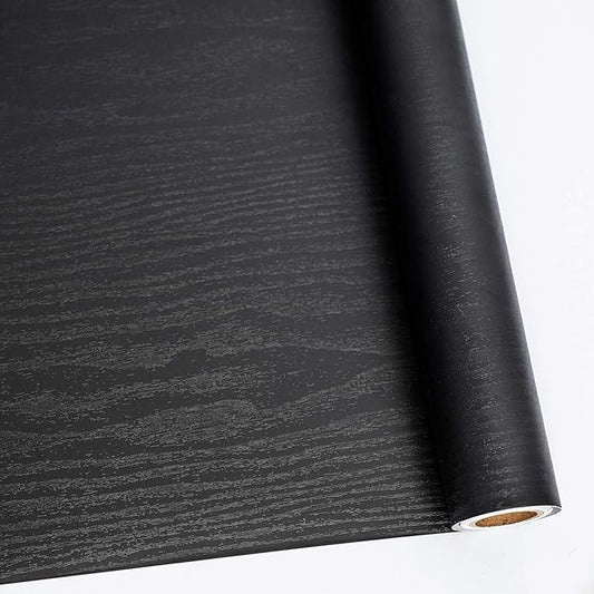Abyssaly Black Wood Peel and Stick Paper 17.7 in X 413 in Decorative by Abyssaly