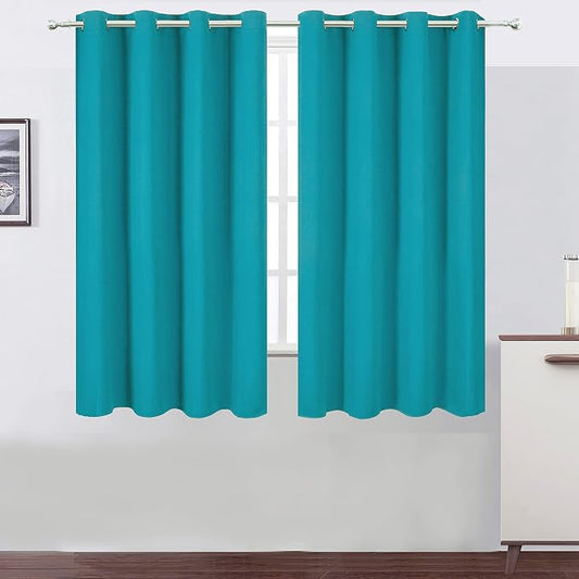 LEMOMO Teal Blackout Curtains 66 x 63 Inch Length/Set of 2 Curtain by Lemomo