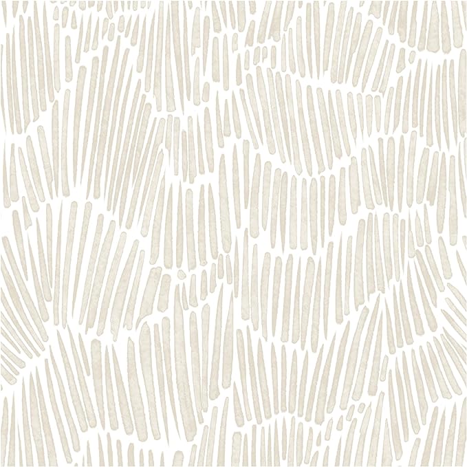 Theper Beige Wallpaper 17.3"×197" Modern Striped Peel and Stick Wallpaper Vinyl by Theper