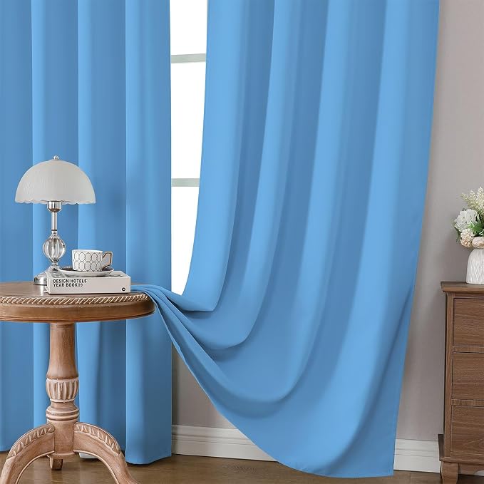 CUCRAF Light Blue Blackout Curtains 108 inch Length 2 Panels Set, Rod Pocket - Image 5