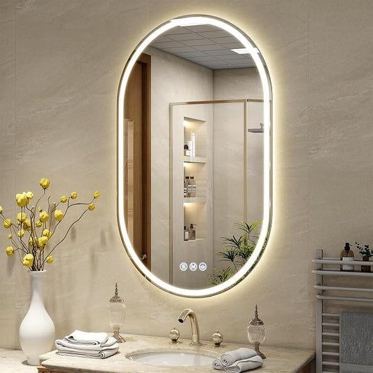 BEAUTYPEAK 40x24 LED Oval Bathroom Mirror by BEAUTYPEAK