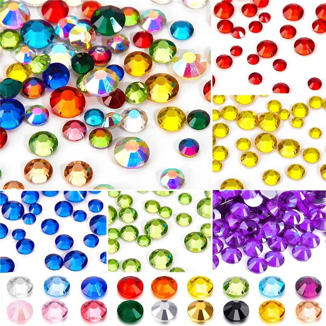 Flatback Rhinestones Round Gems for Nails Art and Crafts 4000Pcs SS6 2mm Glitter Crystals Stone DIY Bags Clothes Shoes (Crystal Blue)