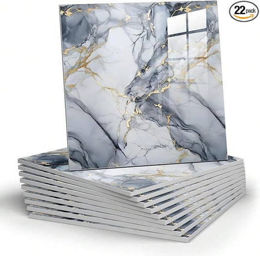 Chejiaye 22pcs Marble Peel and Stick Backsplash Surface Waterproof Wall Panels by Chejiaye