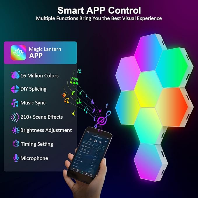 OJQ 8 Pack Hexagon Lights Wall RGB Panel - Image 2