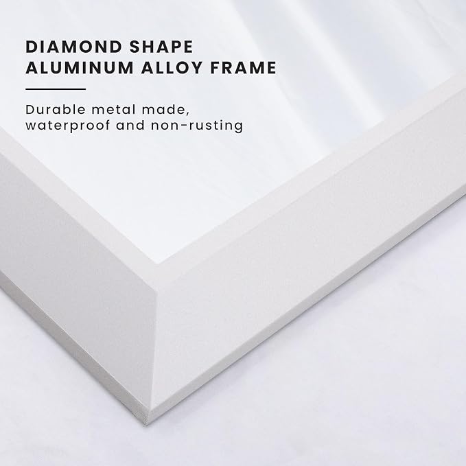 Amorho Bathroom Mirror, 28x36 Inch White Thick Metal Framed Wall Mirrors - Image 2