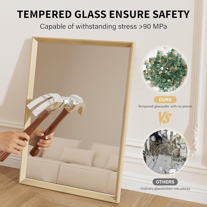 Oak Wood Effect Framed Wall Mirror, 20x30 Rectangle Mirror, Anti-desilvering - Image 8