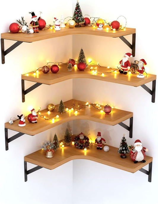 LEOPO Corner Floating Shelves Wall Mounted Set of 6, Corner Wall Shelves Rustic by FinestHomeDecor