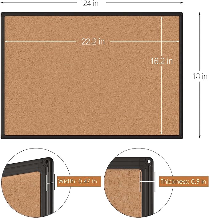 Cork Board Bulletin Board 24 x 18, Office Board - Image 4