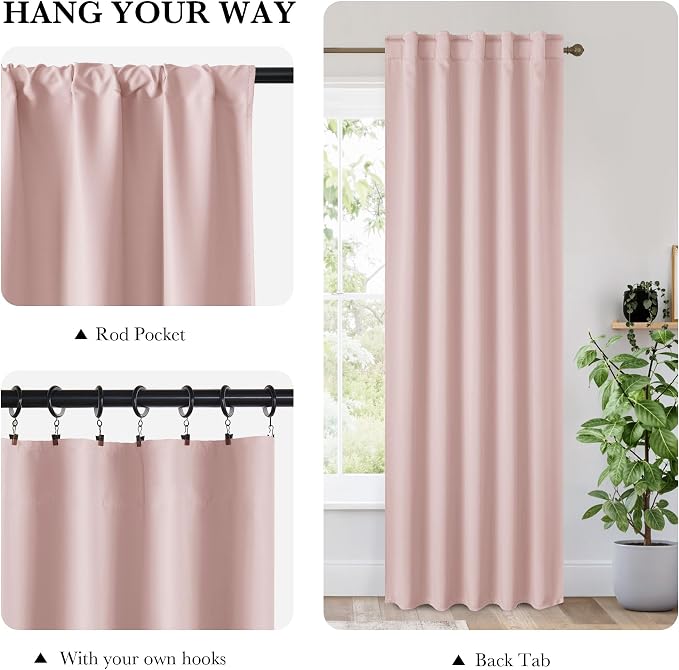 RYB HOME 100% Blackout Basement Curtains 36 inches Long, Heat & UV Blocking - Image 3
