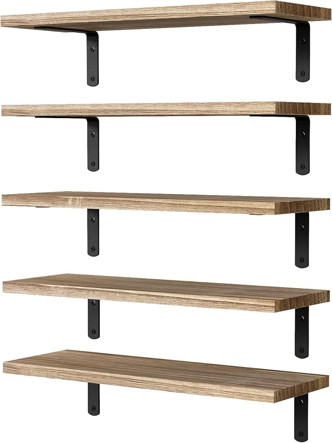 DOLLFIO Floating Shelves, 5 Sets Wall Shelves, Wood Floating Shelves by DOLLFIO