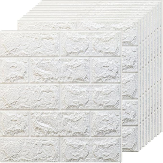 3D Wall Panels Peel and Stick in White, Faux Brick Wall Panels by Greymond