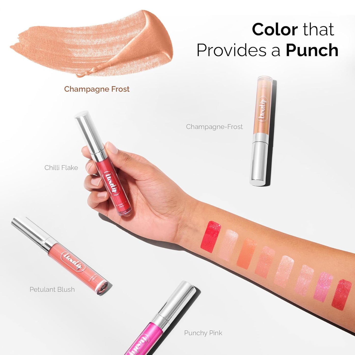 LuxeLip™ Matte Lipstick, Hydrating Non-Sticky Lip Gloss for Luminous Shine & Moisturized Lips, Lightweight, Long-Lasting Glossy Finish, Cruelty-Free Lip Makeup for Women (Champagne Frost, 8ml)