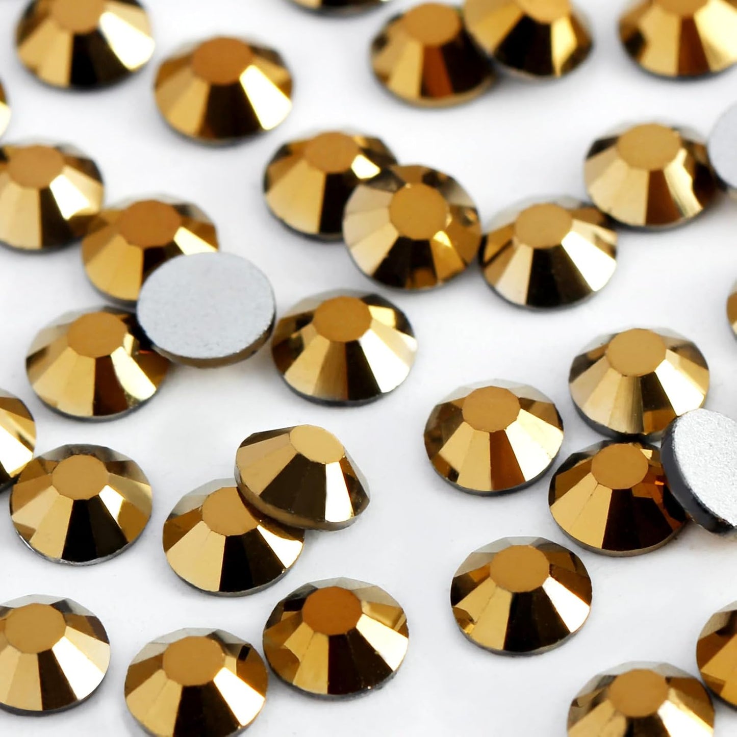 2000 PCS SS16 Flatback Rhinestones,12-Facet Diamond-Cut Glass Gems for Nail Art,Clothing,DIY Crafts,Glue-On Decoration Stones with Silver Backing,Aurum