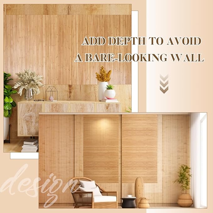 Juexica 2 Pcs Natural Bamboo Wall Panel 24 x 96 Inch Bamboo Covering Renewable - Image 5