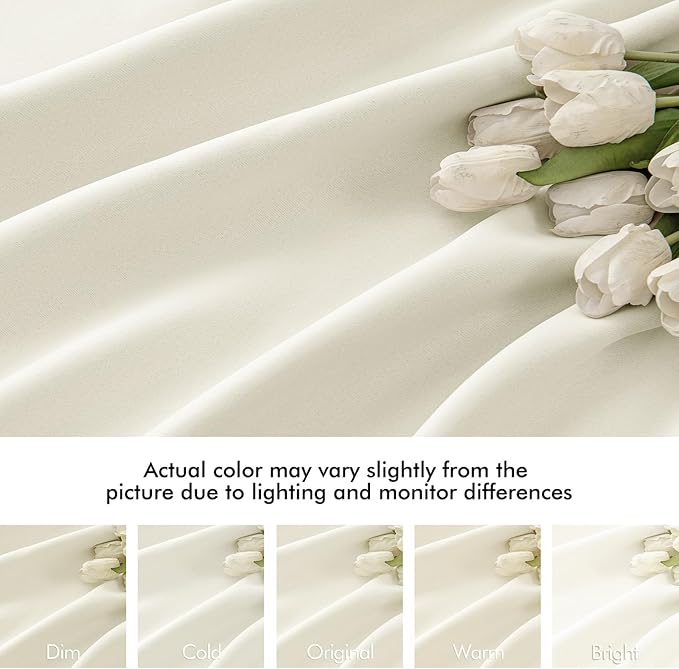 MIULEE Cream Back Tab Blackout Curtains 102 Inch Long 2 Panels Set - Image 8
