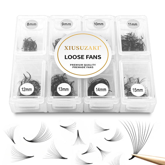 Premade Fans Eyelash Extensions 600 Fans 14D Volume Lash Extensions 0.05 Thickness Eyelash Extension D Curl Premade Lash Fans Mix 8-15mm Fluffy Soft Handmade Loose Fan(600Fans-14D-0.05-D,8-15mm)