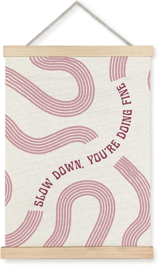 Yomisex Pink Slow Down You're Doing Fine Inspirational Wall Art Poster by VintageHomeDecor