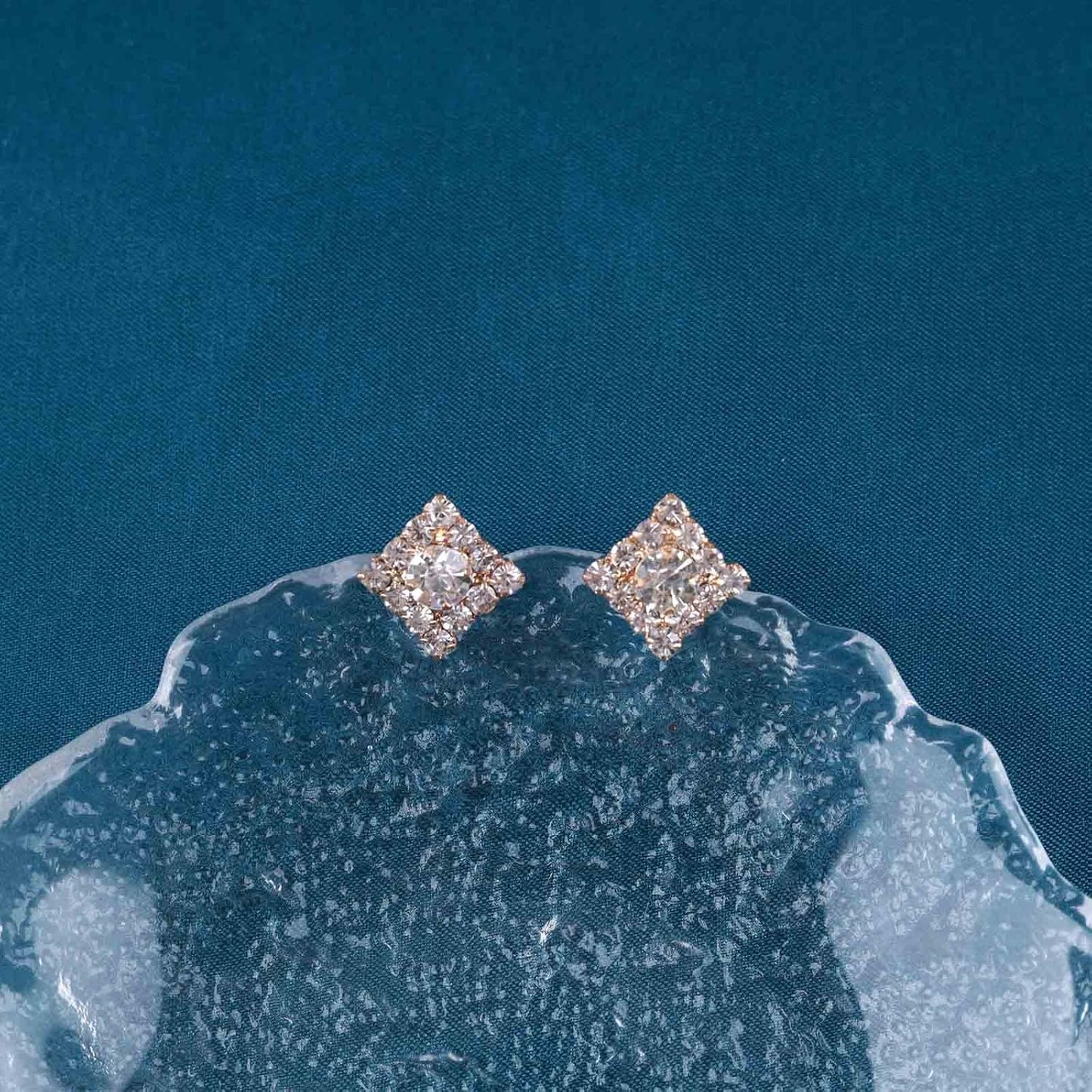 Vintage Crystal Square Earrings Rhinestone Square Stud Earrings Gold Cz Square Earrings Geometric Square Earrings Jewelry for Women