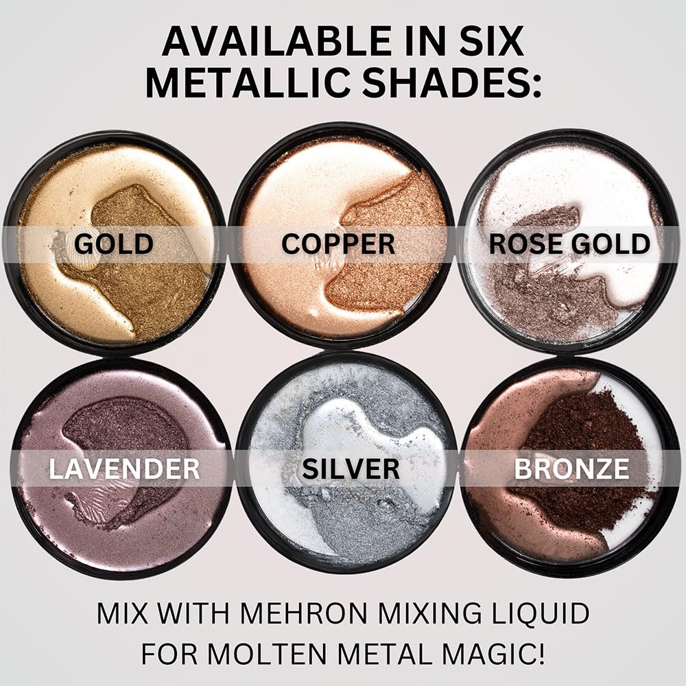 Mehron Makeup Metallic Powder (.17 oz) with Mixing Liquid (1 oz) (ROSE GOLD)