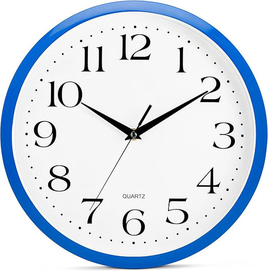 Bernhard Products Blue Wall Clock Silent Non-Ticking 12 Inch Quality Quartz by BernhardProducts