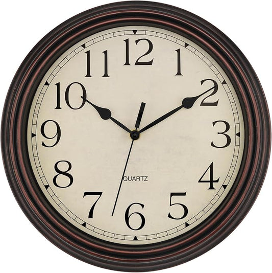 Foxtop 14 Inch Wall Clock Battery Operated Silent Non-Ticking Round Classic by Foxtop