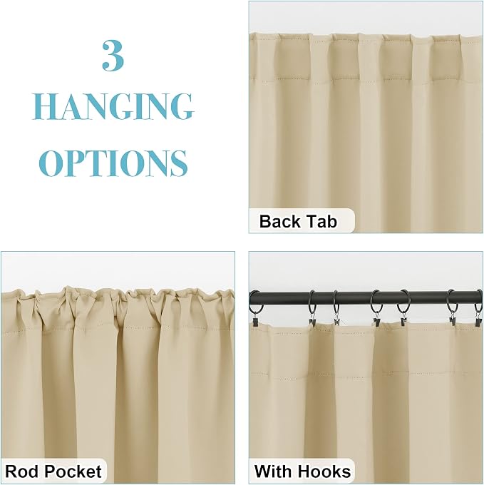 RYB HOME Room Darkening Thermal Blackout Curtains, Window Curtains Draperies - Image 5