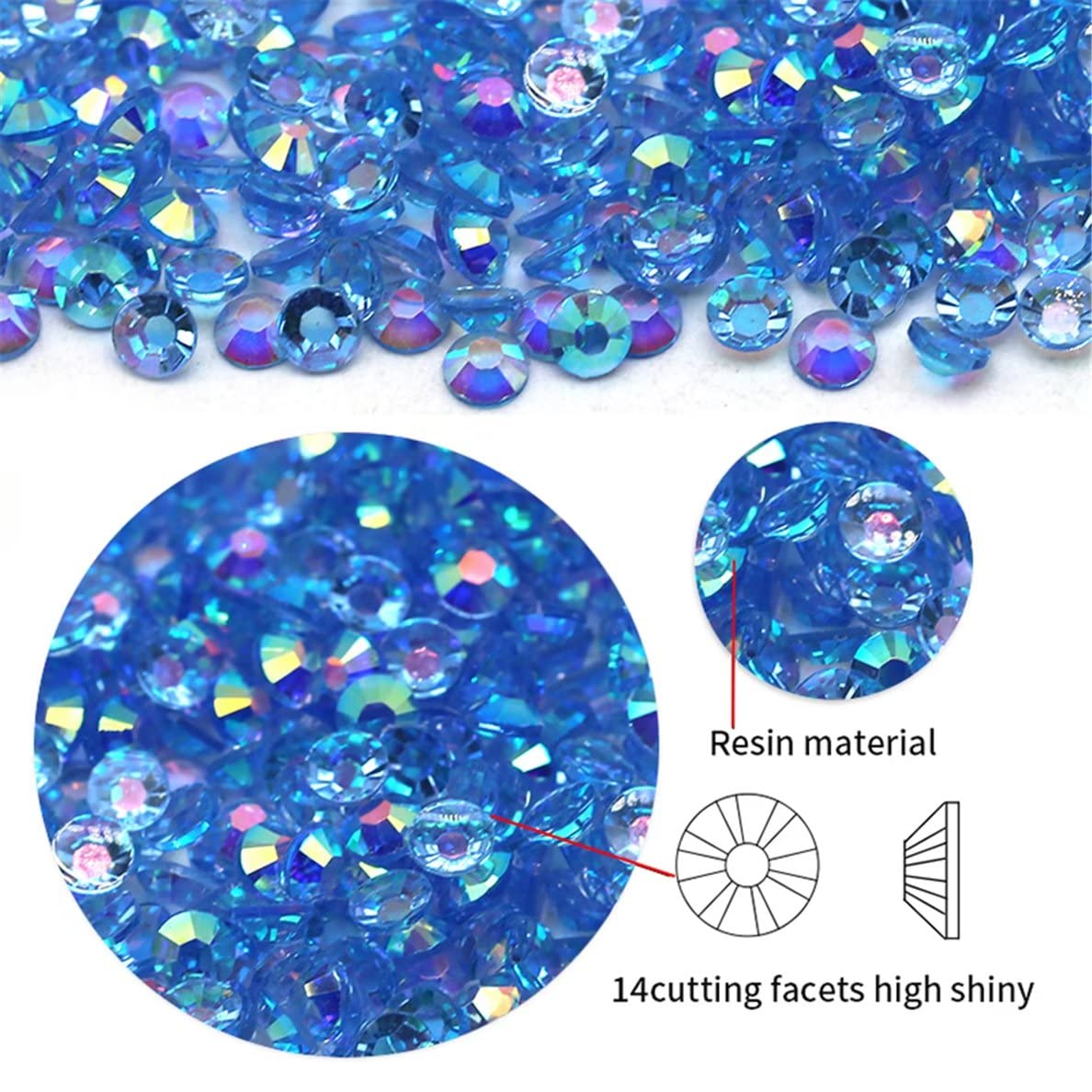720 Pcs SS30 6mm AB Flatback Rhinestones for Nails Art Crafts Transparent Glitter Round Gems Crystals DIY Clothes Shoes(Clear Peacock Blue AB)