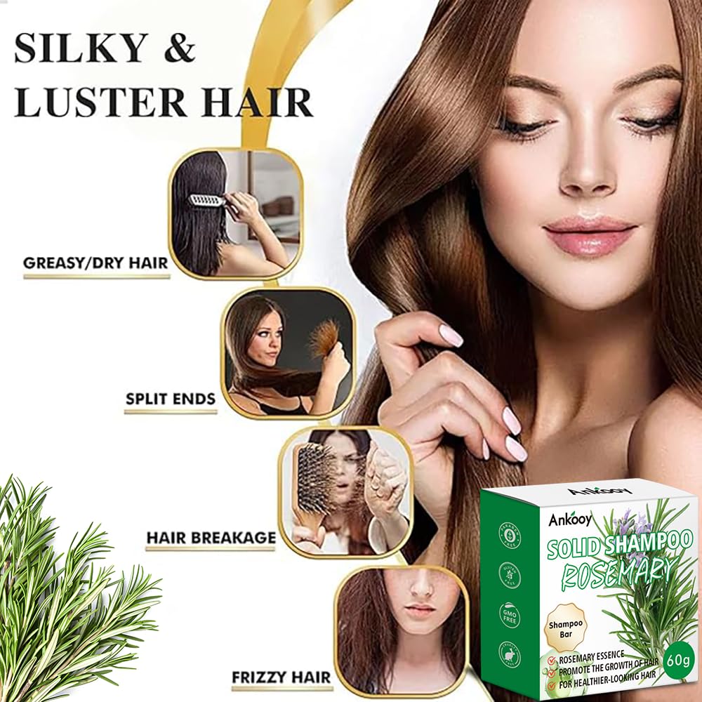 2 Pack Rosemary Oil Shampoo Bar,Natural Solid Hair Growth Soap Bars,Effective Cleansing Scalp Hair Loss Shampoo Bar,Organic Hair Oil Control,Strengthening,Thickening & Volumizing Soap for Hair