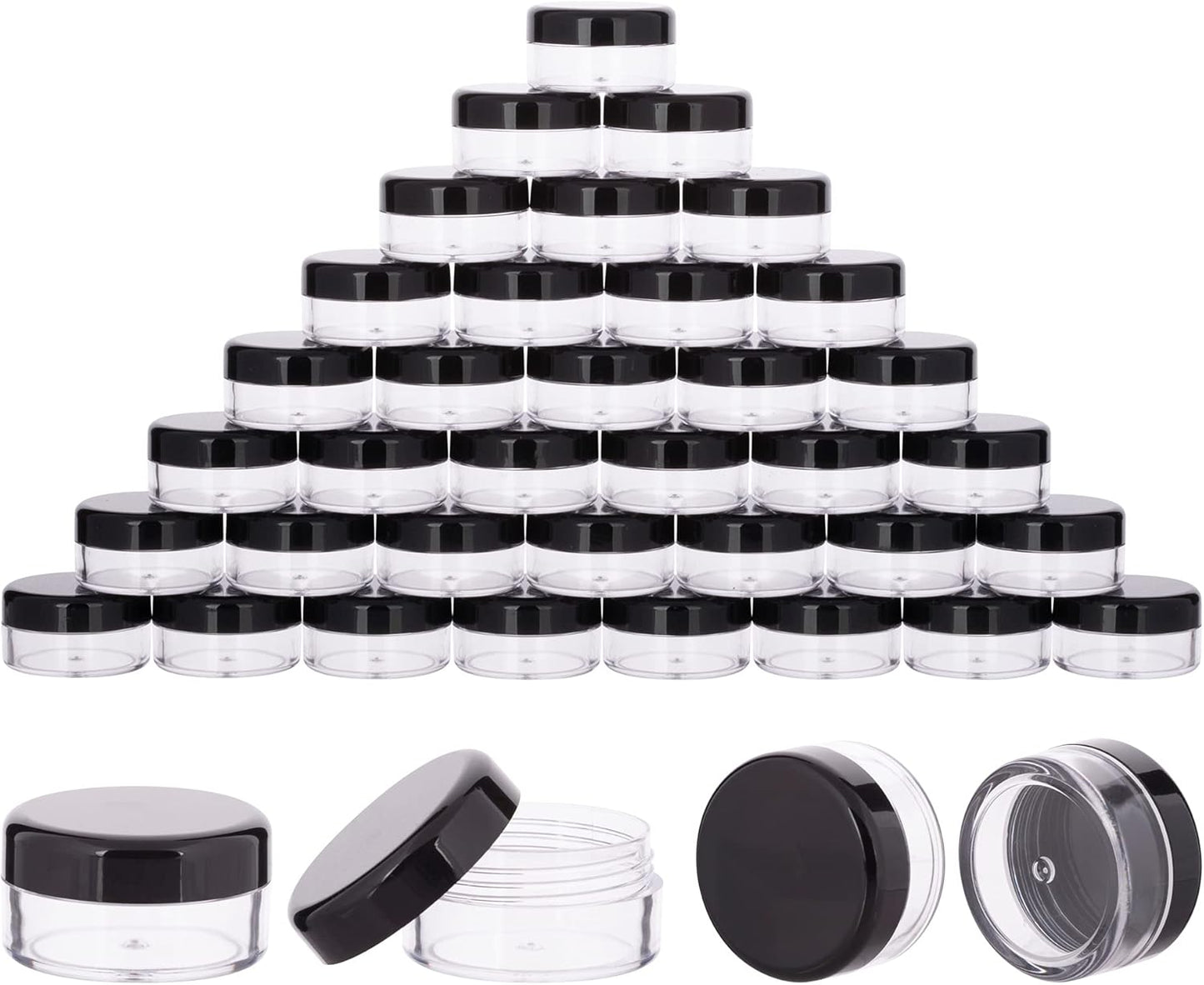 40Pcs 10 Gram Plastic Cosmetic Containers with Lids for Lotion, Creams, Toners, Lip Balms, Makeup Samples Jars BPA free (10g-40pcs, black)
