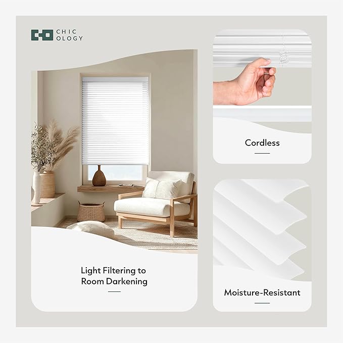 CHICOLOGY Cordless Mini Blinds for Indoor Windows, 18.5" W x 72" H, Light - Image 2