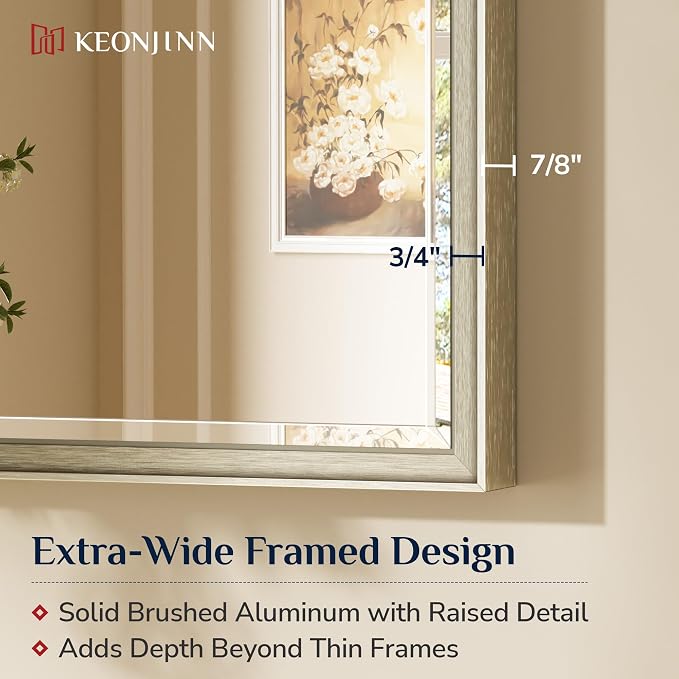 Keonjinn 48" x 30" Brushed Nickel Bathroom Mirrors - Image 3