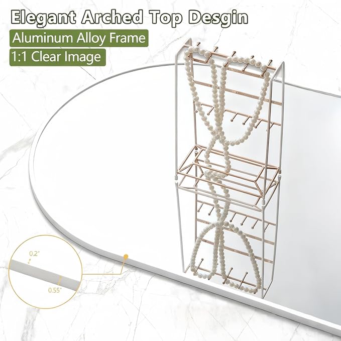 Dewfig Arched White Full Length Mirror, Full Body Mirrors - Image 4