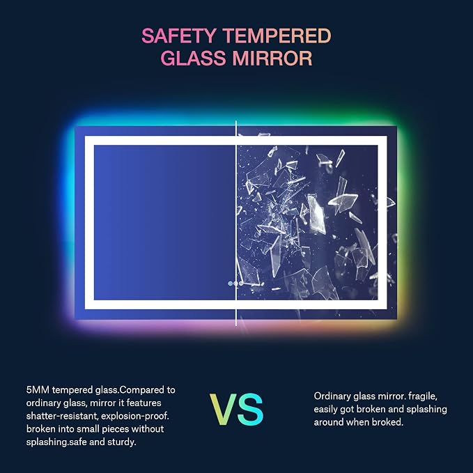 LOAAO 55”X36“ RGB LED Bathroom Mirror - Image 7