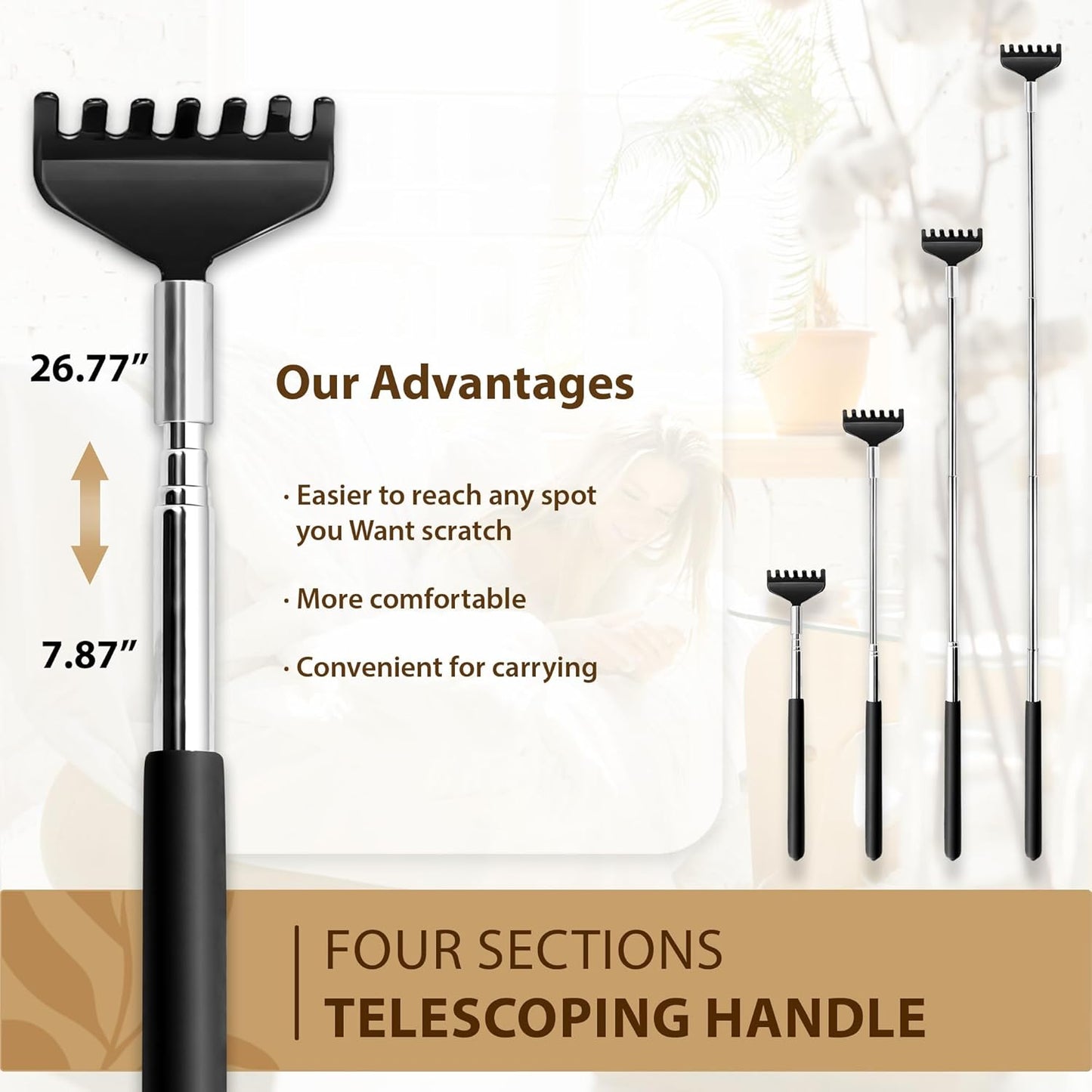 Head Massager 28 Fingers Scalp Massager Head Scratcher, Back Massage Back Scratcher, Stocking Stuffers for Scalp and Body Massage (Silvery)