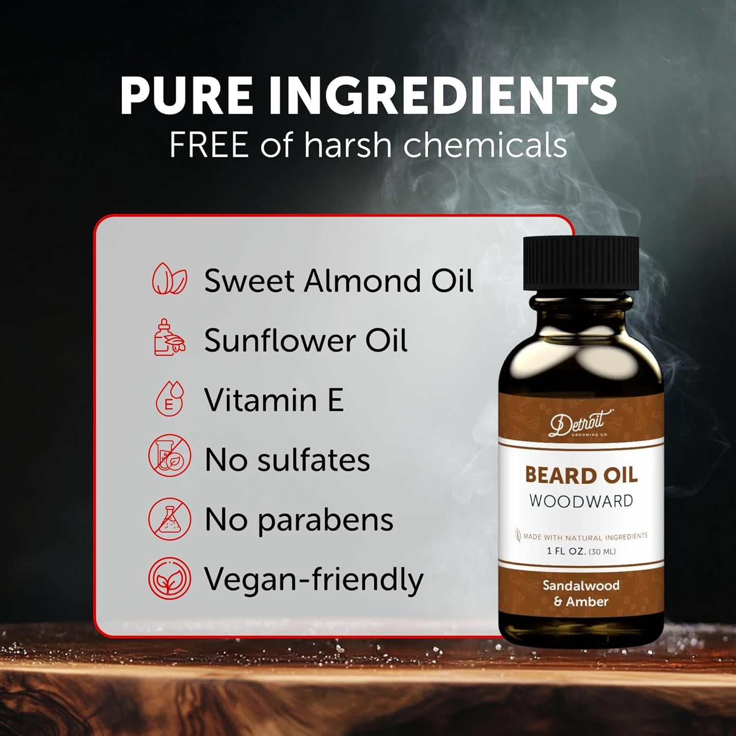 Detroit Grooming Beard Oil | Hydrating & Nourishing Formula • Woodward Scent (1 oz)