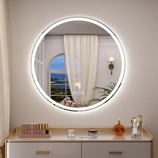 BEAUTYPEAK 40x40 LED Round Bathroom Mirror by BEAUTYPEAK