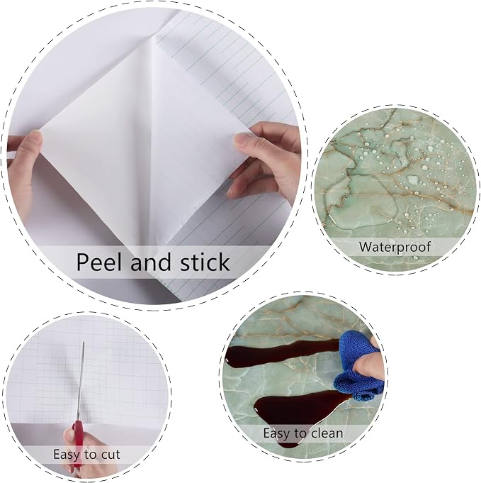 Cyan Marble Contact Paper for Countertops Waterproof Marble Wallpaper Peel and - Image 9