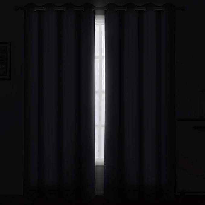 LEMOMO Grey Thermal Blackout Curtains/52 x 108 Inch/Set of 2 Panels Room - Image 3
