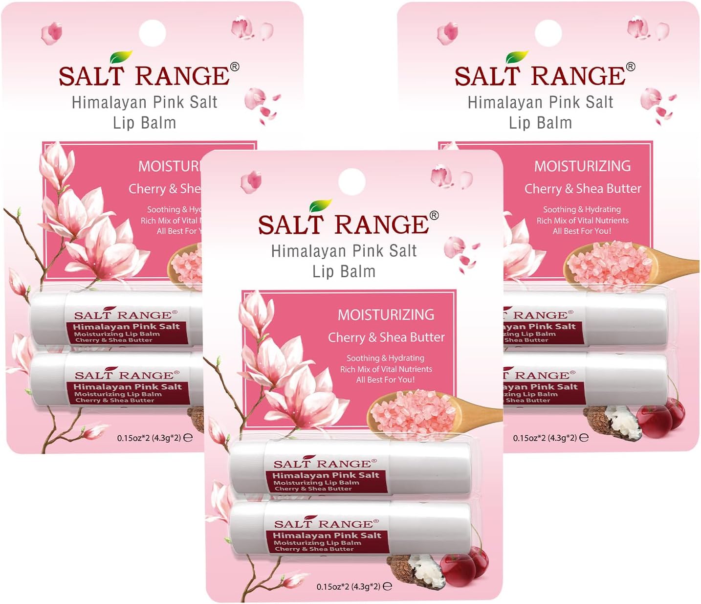 Natural Solution Lip Balm, Formulated with Cherry & Organic Shea Butter, Moisturizing Lip Care Multipack, Hydrating Moisturizer for Dry Lips, Organic Chapstick- 3 Count,6 Pieces