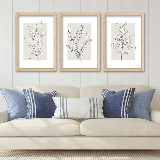 YWJKWLGS Neutral Botanical Prints Framed Wall Art Decor 11x16 Inch Set of 3 by Unknown