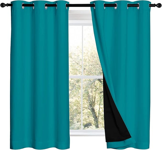 NICETOWN Peacock Teal 100% Blackout Lined Curtains, 2 Thick Layers Completely by NICETOWN