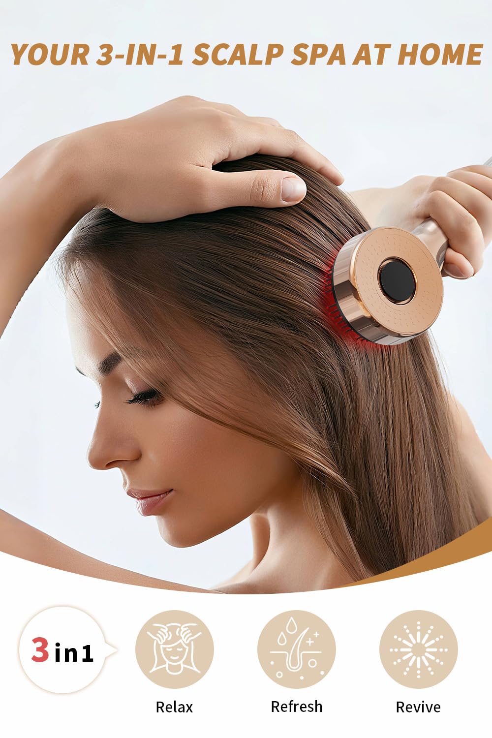 All-in-One Upgrade – 3-in-1 Electric Scalp Comb with Oil Applicator, Detangling Hair Brush, IPX7 Waterproof, Cordless Portable Design