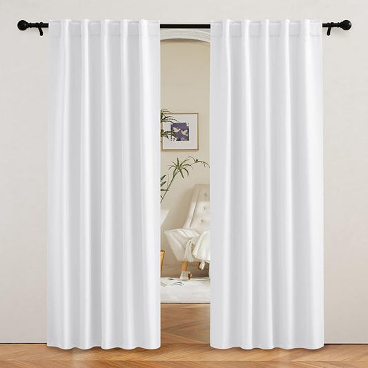 RYB HOME White Curtains for Living Room, Privacy Thermal Insulating Window by RYBHOME