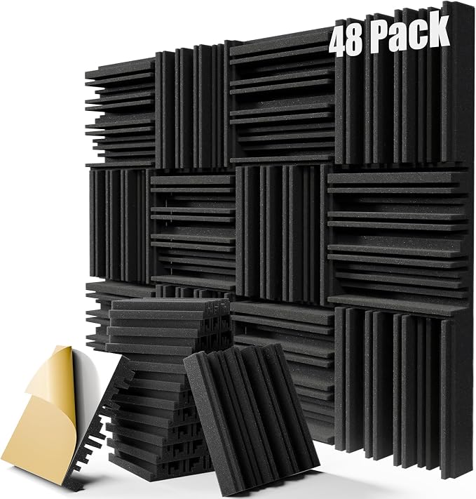 48 Pack Sound Proof Foam Panels, Decorative Soundproof Wall Panels Sound by ZELMINE