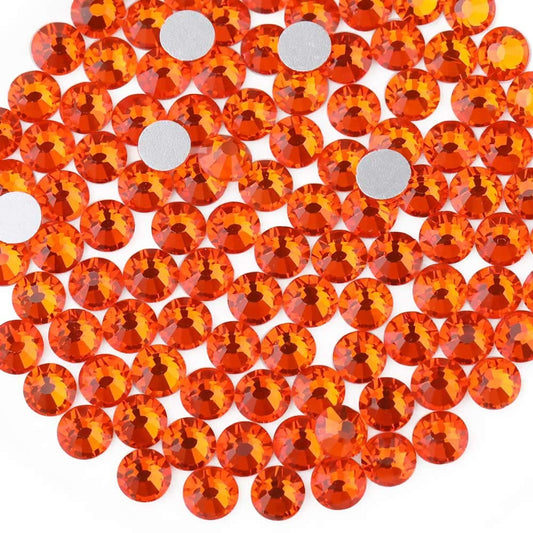 beadsland Flat Back Crystal Rhinestones Round Gems, Orange (2.3-2.5mm) SS8/1440pcs