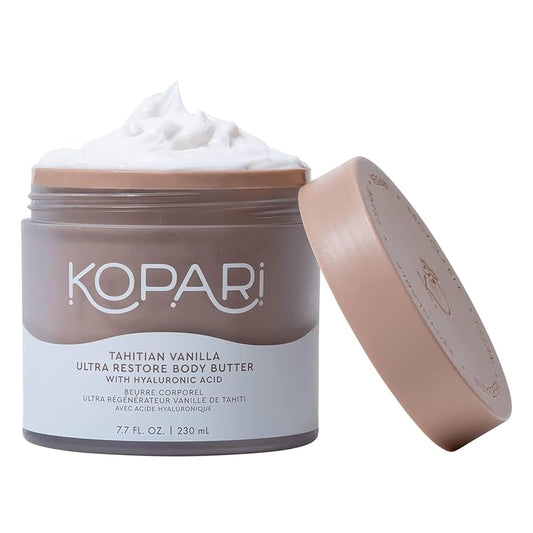 Kopari Ultra Restore Body Butter, Whipped Lightweight Formula, Hyaluronic Acid & Mango Butter, Deep Long-Lasting Moisture, Tahitian Vanilla 7.7 oz