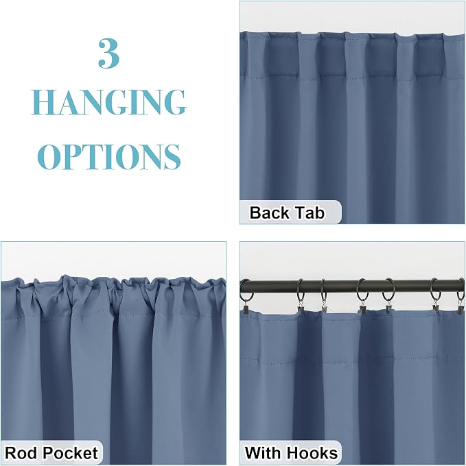 RYB HOME Privacy Window Curtain 63 inches 2 Panels Set, Solid Room Darkening - Image 6