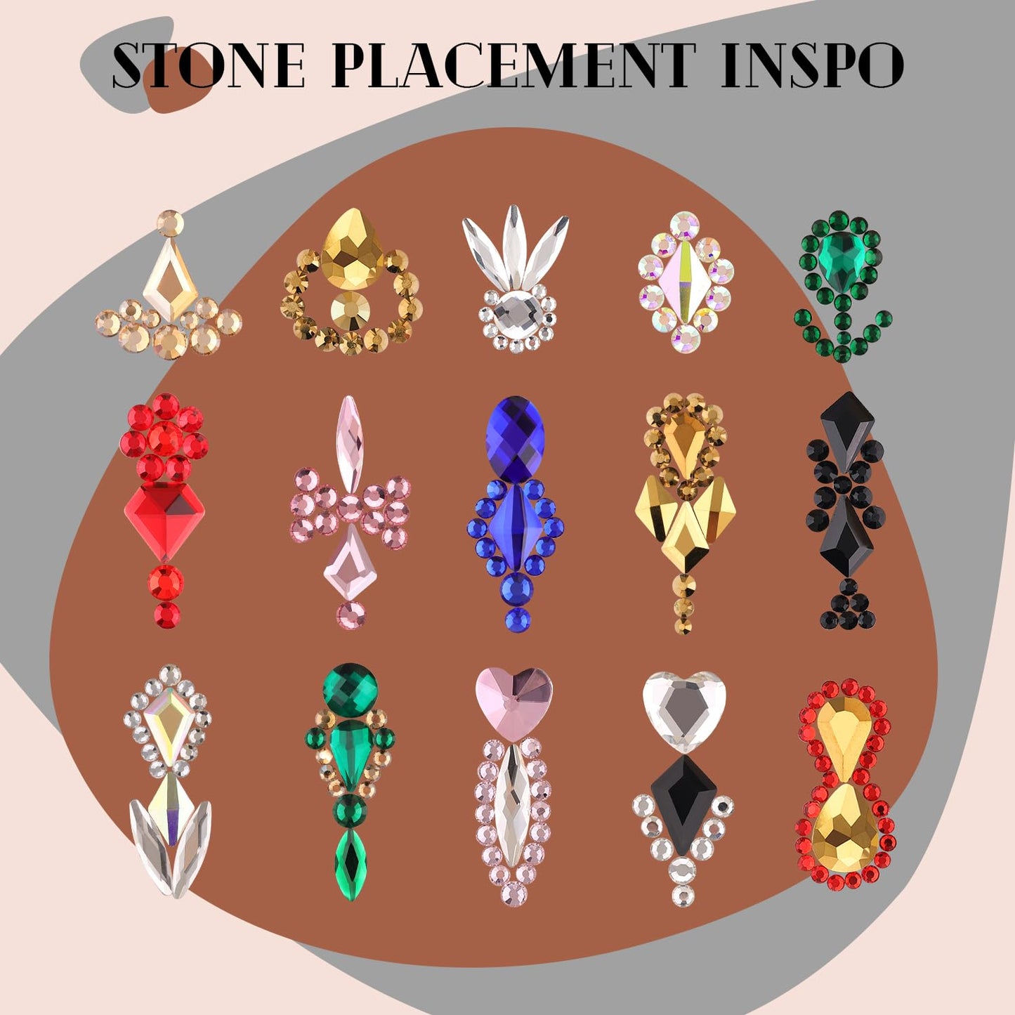 3220Pcs Black Glass Nail Rhinestones 120Pcs Multi Shapes Flatback Nail Gems + 3100Pcs 1.5-4mm Round Crystal with Rhinestones Glue Gel, Manicure Nail Charms Diamond Gemstones for Nail Art