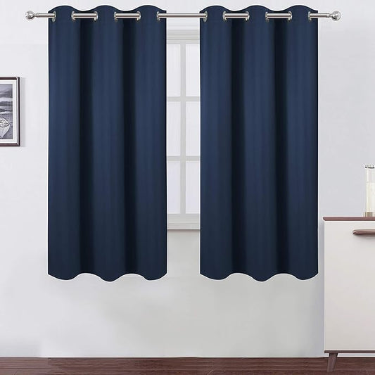 LEMOMO Navy Blue Blackout Curtains 34 x 63 Inch Length/Set of 2 Curtain by Lemomo